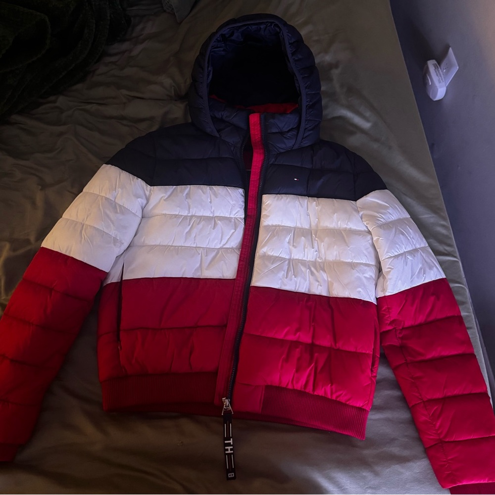 Tommy Hilfiger Blue & White Puffer Jacket